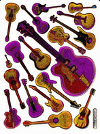 Gitarre Musik Aufkleber Metallic Look / Guitar Music Sticker 13x10 Cm ST359 - Scrapbooking