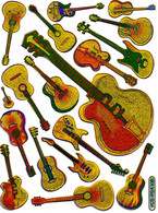 Gitarre Musik Aufkleber Metallic Look / Guitar Music Sticker 13x10 Cm ST472 - Scrapbooking