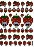 Erdbeere Skull Aufkleber Metallic Look / Strawberry Sticker 13x10 Cm ST142 - Scrapbooking