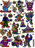 Clown Zirkus Aufkleber Metallic Look / Circus Sticker 13x10 Cm ST470 - Scrapbooking