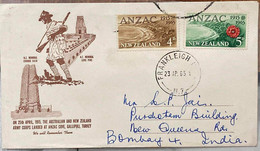 New Zealand,Australia,1965.private Fdc, ANZAC,Frankleigh,POST MARK,TO ,INDIA,TO ADDRESS,L.P.JAI ,Cricketer,cricket, - Lettres & Documents