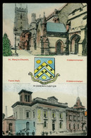 Ref 1596 -  Early Double View Postcard - Kidderminster Worcestershire - Town Hall & Church - Andere & Zonder Classificatie