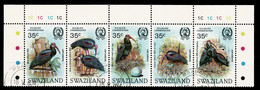 Ref 1596 -  Swaziland 1984 - Bird Stamps Top Marginal Strip With Cyl No's - Very Fine Used - Swaziland (1968-...)