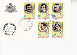 SAN MARINO 1979 -  Sassone  1019/23 -  Letteratura Poliziesca - Storia Postale