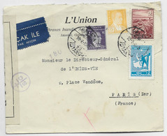 TURKEY DIVERS LETTRE COVER PAR AVION ISTANBUL 1945 TO FRANCE + CENSURE FRANCE CROIX LORRAINE SC - Storia Postale