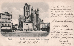 Gand - Marché Aux Grains A Eglise St Nicolas - Carte Nuage - Carte Postale Ancienne - Gent