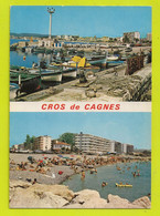 06 CROS DE CAGNES N°506 Vieux Port Plage Baignade VOIR ZOOM Renault 4L Peugeot 404 Simca 1000 VOIR DOS - Cagnes-sur-Mer