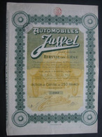 AUTOMOBILES JUWEL - HERSTAL-LEZ-LIEGE 1924 - ACTION DE CAPITAL DE 250 FRANCS - EXTREMEMENT DECORATIVE - Automovilismo