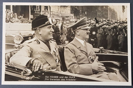GERMANY THIRD REICH ORIGINAL NAZI POSTCARD HITLER & MUSSOLINI - Oorlog 1939-45