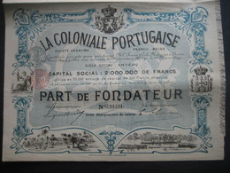 Action ANVERS 1899 - LA COLONIALE PORTUGAISE -Société Franco-Belge : Exploitation Minière & Agricole En Guinée Et Autres - Africa