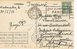 JEUX OLYMPIQUES 1924 -  MARQUE POSTALE - TIR DE CHASSE - ESCRIME - JOUR DE COMPETITION - 30-06 - - Estate 1924: Paris