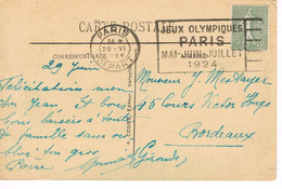 JEUX OLYMPIQUES 1924 -  MARQUE POSTALE -  ESCRIME - JOUR DE COMPETITION - 29-06 - - Ete 1924: Paris