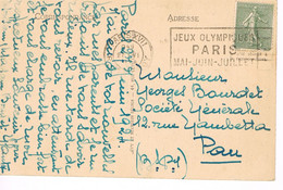 JEUX OLYMPIQUES 1924 -  MARQUE POSTALE - TIR A LA CIBLE - ESCRIME - JOUR DE COMPETITION - 27-06 - - Estate 1924: Paris