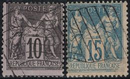 SAGE - PARIS - DRAPEAU SUR 10c ET 15c. - 1876-1898 Sage (Type II)