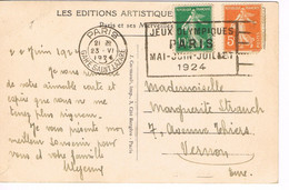 JEUX OLYMPIQUES 1924 -  MARQUE POSTALE - TIR A LA CIBLE - JOUR DE COMPETITION - 23-06 - - Estate 1924: Paris