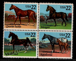 États Unis - United States 1985 Yvert 1600-03, Fauna, American Horse Breeds - MNH - Ungebraucht