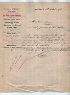VP21.625 - 1899 - Lettre De La Sté D'Assurances ¨ LES TRAVAILLEURS FRANCAIS ¨ Mr Eugène MENON Directeur à LE MANS - Bank En Verzekering