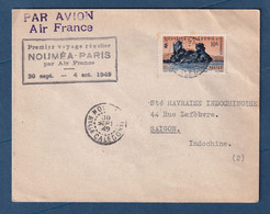 Nouvelle Calédonie - YT N° 274 - Premier Voyage Régulier Nouméa Paris Via Air France - Pour L'Indochine - 1949 - Brieven En Documenten