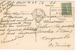 JEUX OLYMPIQUES 1924 -  MARQUE POSTALE - FOOTBALL - 1/8 ème FINALE - JOUR DE COMPETITION - 29-05 - - Summer 1924: Paris
