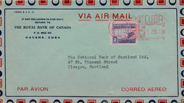 ENVELOPPE 1951  VIA AIR MAIL - TO NATIONAL BANK OF SCOTLAND  GLASGOW    2 SCANS - Briefe U. Dokumente