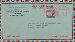 ENVELOPPE 1951  VIA AIR MAIL - TO NATIONAL BANK OF SCOTLAND  GLASGOW    2 SCANS - Covers & Documents