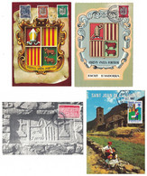 LOT De 4 CARTES MAXIMUM D'ANDORRE Avec TIMBRES DIVERS - Brieven En Documenten