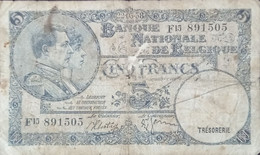 BELGIUM  1938 5 FRANCS BANKNOTE  F15 891505 - 5 Franchi