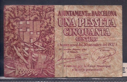 BILLETE DEL AYUNTAMIENTO DE BARCELONA DE 1 PESETA CON 50 CENTIMOS DE 1937 - 1-2 Pesetas