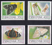 MiNr. 252 - 255 Dänemark Färöer 1993, 4. Okt. Schmetterlinge Postfrisch/**/MNH - Féroé (Iles)