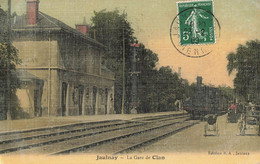 Jaulnay Clan * La Gare De Clan * Arrivée Train Locomotive Machine * Ligne Chemin De Fer Vienne * Cpa Toilée Colorisée - Other & Unclassified