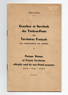 !!! HENRI JANTON, GRANDEUR ET SERVITUDES DES TIMBRES POSTE DES TERRITOIRES FRANCAIS - Timbres Fiscaux