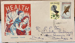 NEW ZEALAND,1965, Health, PRIVATE FDC ,TO ,INDIA,TO ADDRESS, L.P.JAI ,CRICKETER,CRICKET,Timaro,POST MARK. - Lettres & Documents