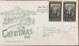 NEW ZEALAND,1965, Christmas, PRIVATE FDC ,TO ,INDIA,TO ADDRESS, L.P.JAI ,CRICKETER,CRICKET,Wellington,POST MARK. - Brieven En Documenten