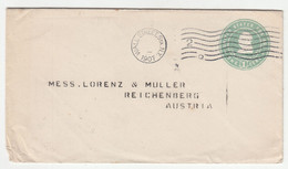 US Postal Stationery Letter Cover Posted 1907 Wall Street To Reichenberg B230205 - 1901-20