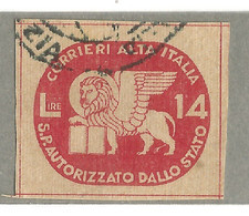 Italia Italy Italien  1945 Regno CORALIT Servizi Privati L.14  Usato - Gebraucht