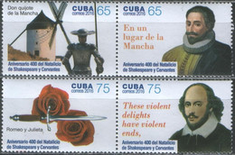 2016 Cuba 6157-6160Paar 400 Years Of Shakespeare And Cervantes 5,60 € - Ecrivains