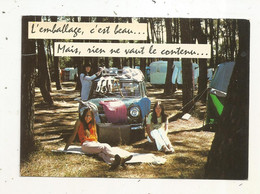 JC, Cp , Humour , Automobile , L'emballage ,c'est Beau...mais, Rien Ne Vaut Le Contenu....,  Vierge, Camping - Turismo