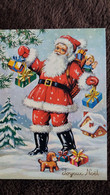 CPM JOYEUX NOEL PERE NOEL SANTA CLAUS CHIEN EN PELUCHE NEIGE  JOUJOUX JOUETS CADEAUX SAPIN MAISON - Santa Claus