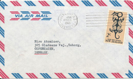 New Zealand Cover Sent Air Mail To Denmark 10-12-1965 Single Franked - Luchtpost