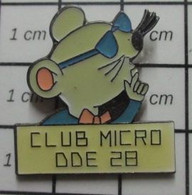 912b Pin's Pins / Beau Et Rare / INFORMATIQUE / CLUB MICRO DDE DDE 28 SOURIS OU MULOT ? - Informatique