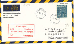 Norway Cover First Lufthansa LH 215 Flight Oslo - Hamburg 5-11-1966 - Storia Postale