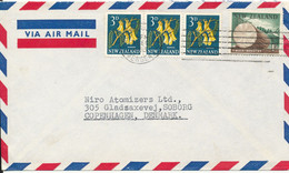 New Zealand Air Mail Cover Sent To Denmark 20-12-1963 Topic Stamps - Poste Aérienne