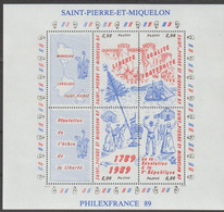 St PIERRE  Et MIQUELON - Bicentenaire De La Révolution Française - "Philexfrance 89" - Blokken & Velletjes