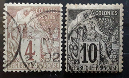 Colonies Générales Type ALPHEE DUBOIS 1881 ,Yvert No 48, 4 C Lilas Brun Et 50, 10 C Noir Obl SAINT PIERRE Martinique,TB - Alphée Dubois