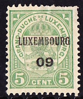 Luxembourg 1909 Prifix Nr. 64 Dunne Plek - Vorausentwertungen