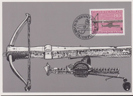 1980 Liechtenstein MC 18, Mi:LI 751, Yt:LI 692, Zum:LI 689, Jagdwaffen, Armbrust M. Spanner - Lettres & Documents