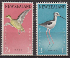 Faune, Oiseaux - NOUVELLE ZELANDE -  Sarcelle - Echasse Bariolée- N° 379-380 * - 1959 - Unused Stamps