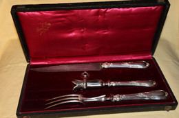 Trois Couverts De Service à Gigot - Métal Argenté, Dans Coffret - 1930 Environ, Auguste Le Roy à Caen - Silberzeug