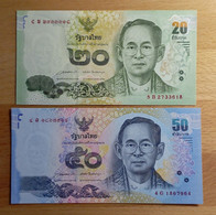 Thailand  20+50 Baht 2013-2014 UNC Tailandia Lot2x - Thailand