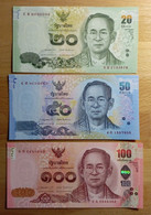 Thailand  20+50+100 Baht 2014-2015 UNC Tailandia Lot3x - Thailand